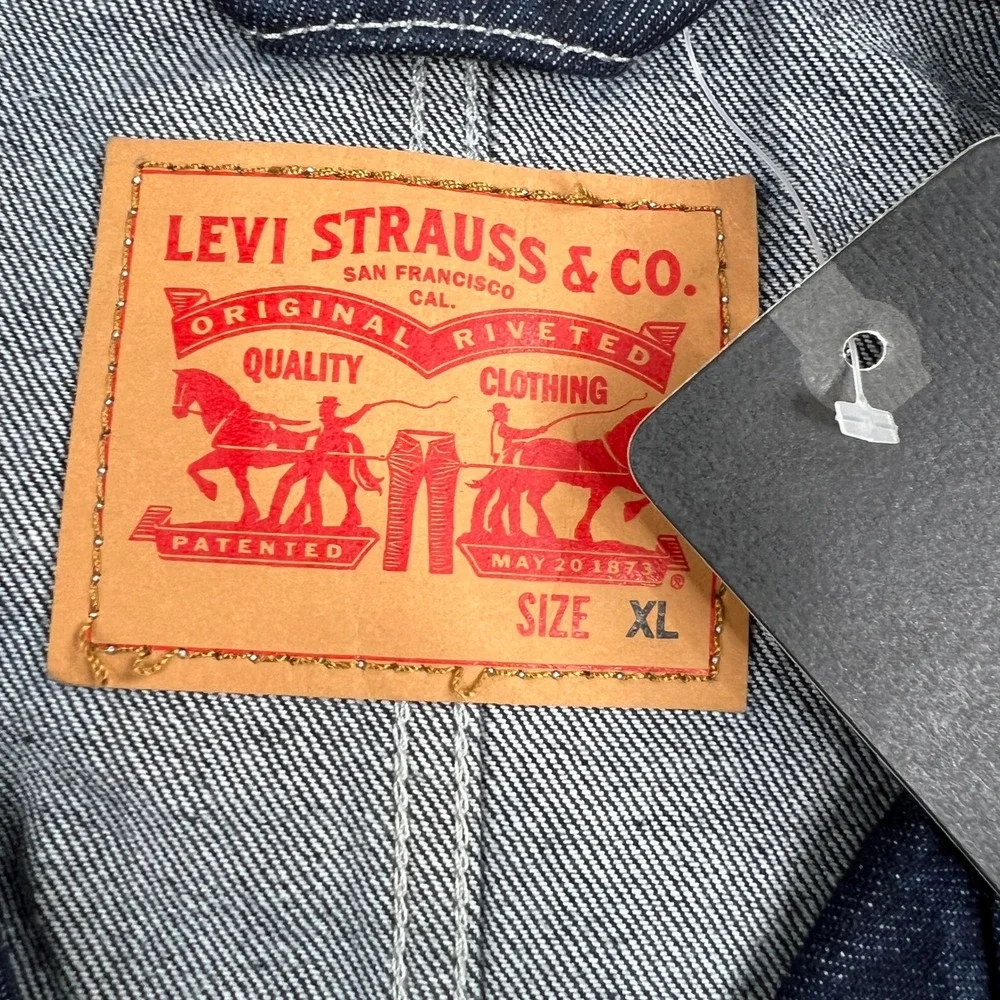Levi's Chore Coat Jacket XL Dark Wash Blue Denim Mens Workwear Utility 00388 - Picture 4 of 10